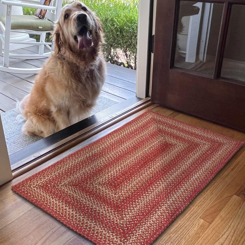 Homespice Apple Pie Red Braided Rugs 20x30 - Welcoming Red Entryway Rug for Country Decor, Rich Colors, Low Maintenance No-Shed Jute - Image 1